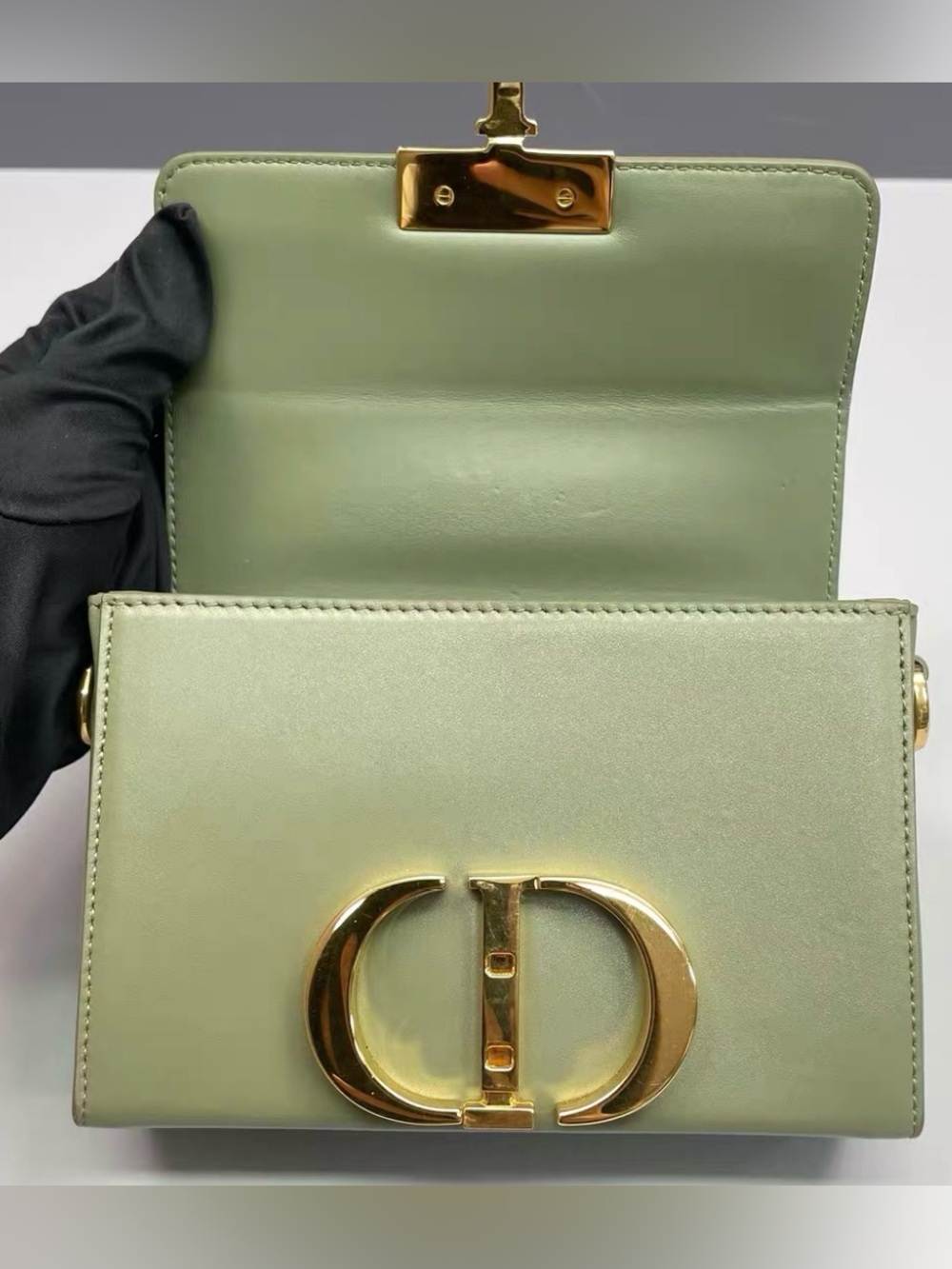 Dior Olive Green Leather CD Buckle Crossbody Bag - Picture 7 of 9